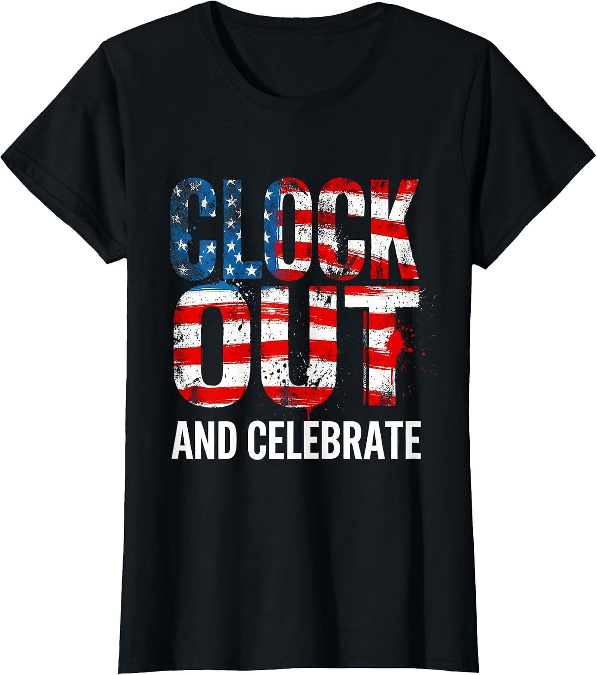Clock Out and Celebrate Labor Day Design T-Shirt - Black