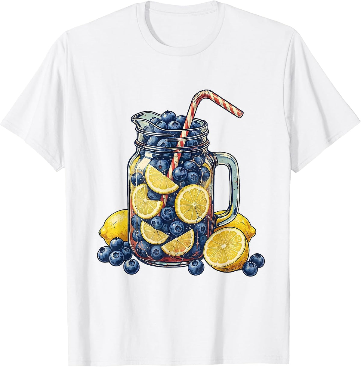 Men's Red White and Blueberry Lemonade Pitcher Graphic T-Shirt - White