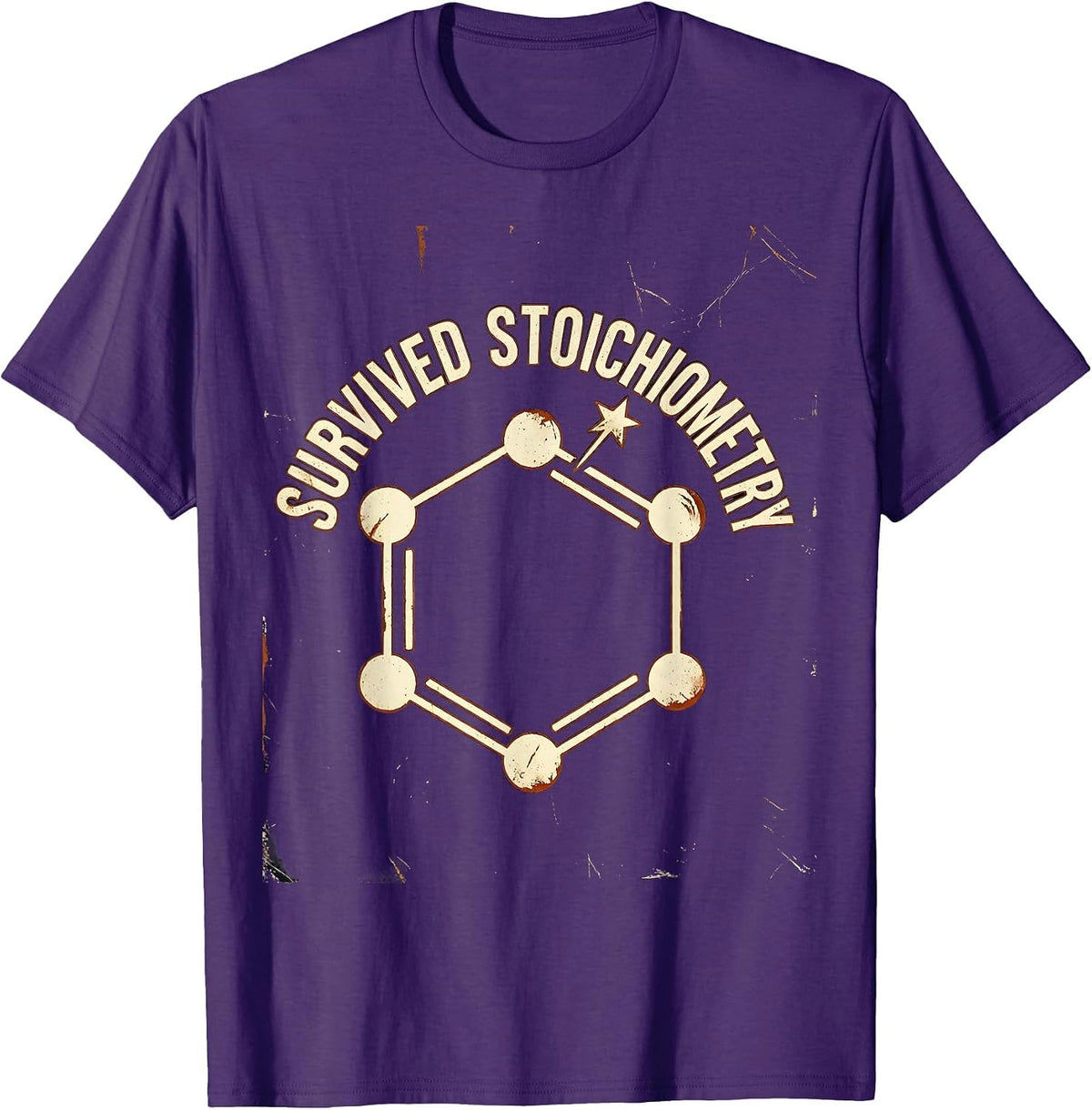 Survived Stoichiometry Distressed Science Humor Chemistry T-Shirt, Men, Purple, Small - As Pictured