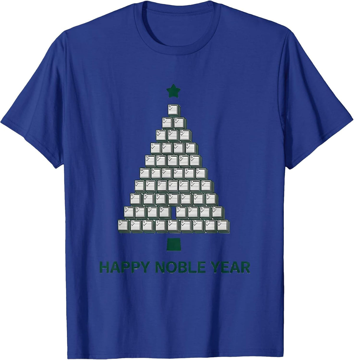Happy Noble Year Funny Periodic Table Chemistry Nerd Humor T-Shirt - Royal Blue