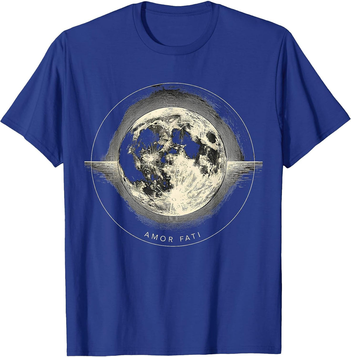 Men's AMOR FATI Stoic Philosophy Quote Memento Mori T-Shirt - Royal Blue