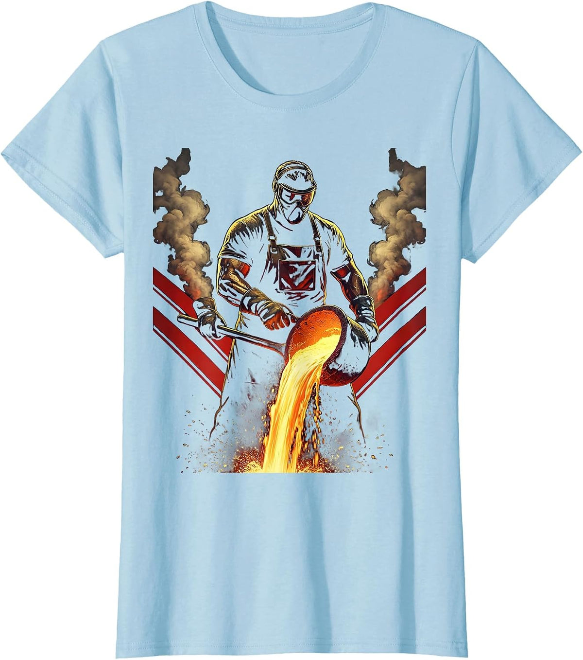 Milwaukee Foundry Worker Molten Steel Pour Graphic T-Shirt - Baby Blue