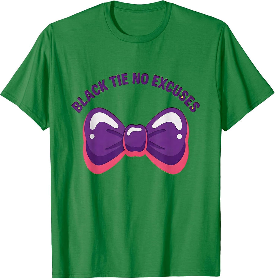 Men's Black Tie No Excuses Tuxedo Graphic Design T-Shirt - Kelly Green