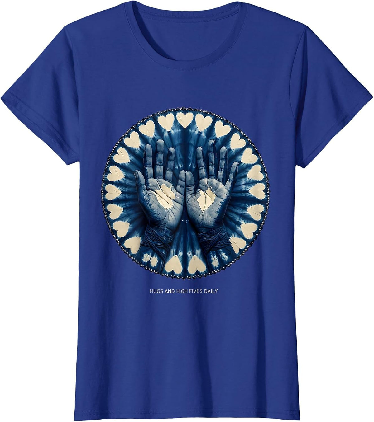 Women's Hugs And High Fives Daily PreK Teacher Design T-Shirt - Royal Blue