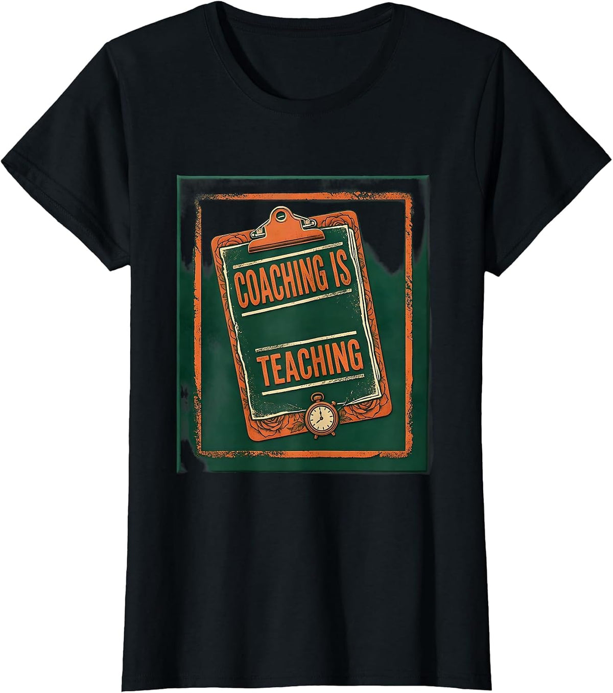 Coaching Is Teaching Rubber Stamp Coach Leopard Appreciation T-Shirt - Black