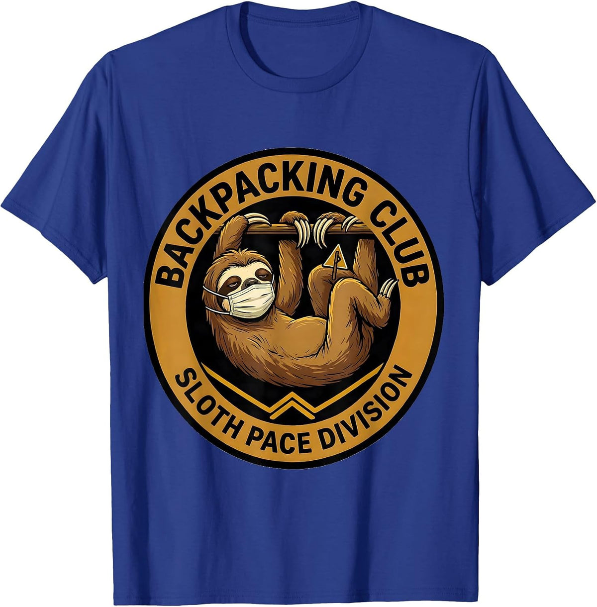 Men's Backpacking Club, Sloth Pace Division Funny Sloth Lover T-Shirt - Royal Blue