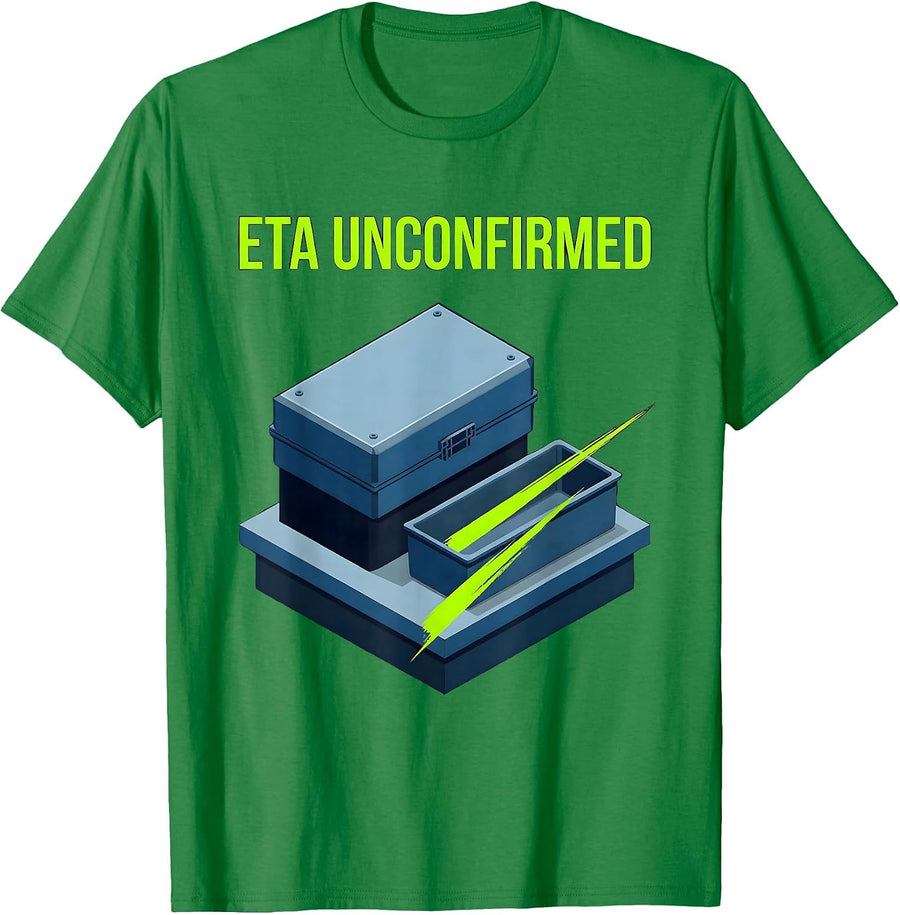 Men's ETA Unconfirmed Isometric Vector Auto Mechanic Waiting On T-Shirt - Kelly Green