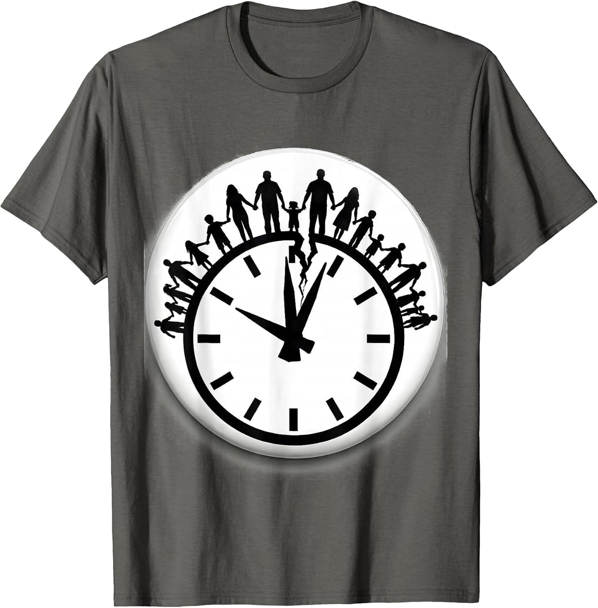 Sealed Family Chain Midnight Clock New Year Eve Matching T-Shirt - Asphalt Grey