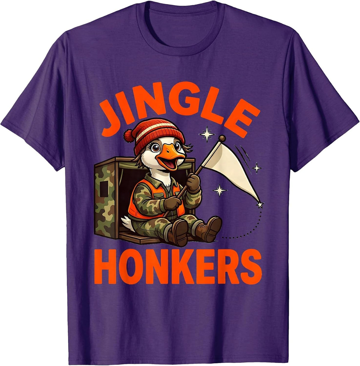 Men's JINGLE HONKERS Funny Goose Hunter Christmas T-Shirt - Purple