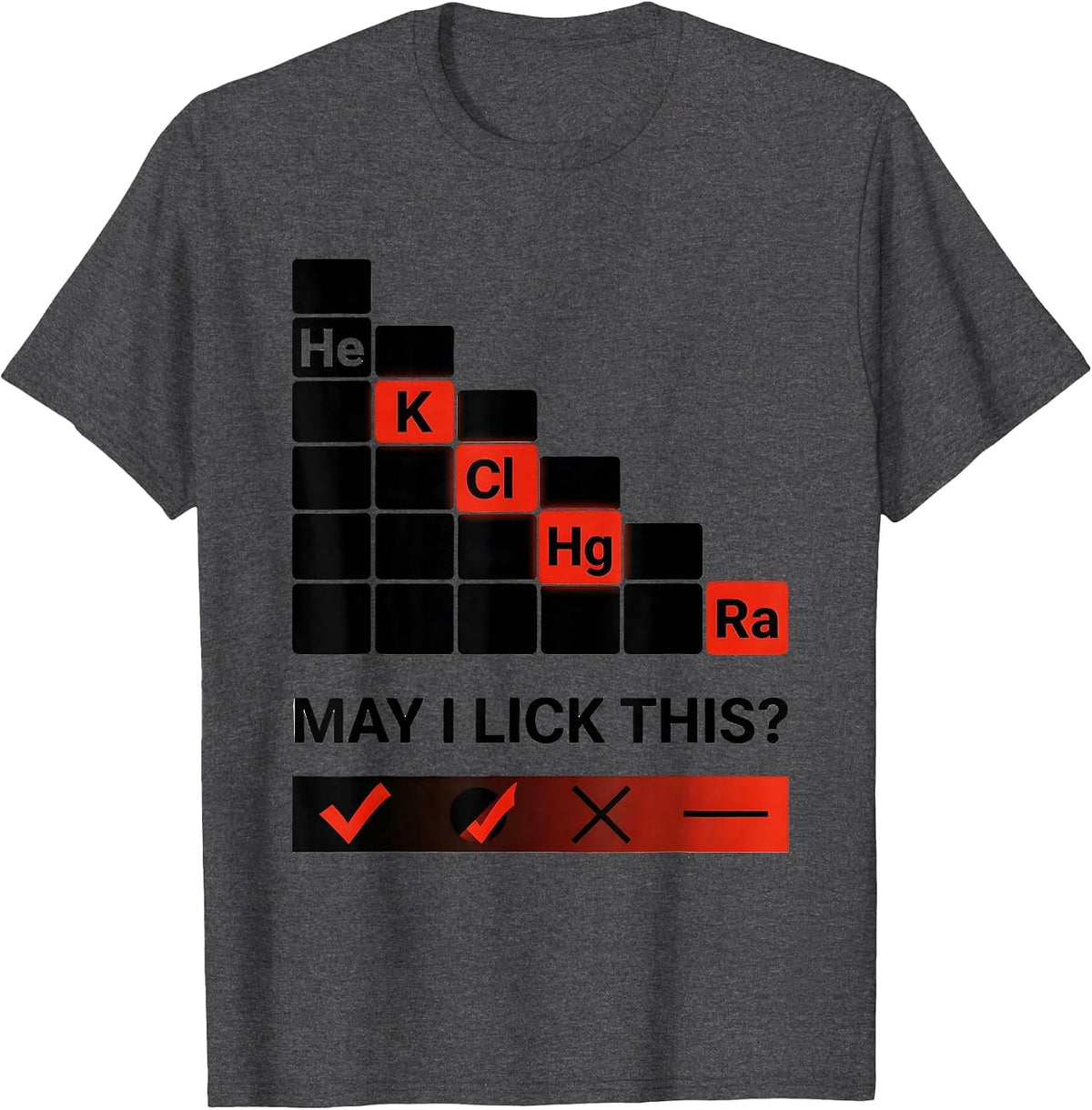 May I Lick This Funny Periodic Table Science Teacher Humor T-Shirt - Dark Heather Grey