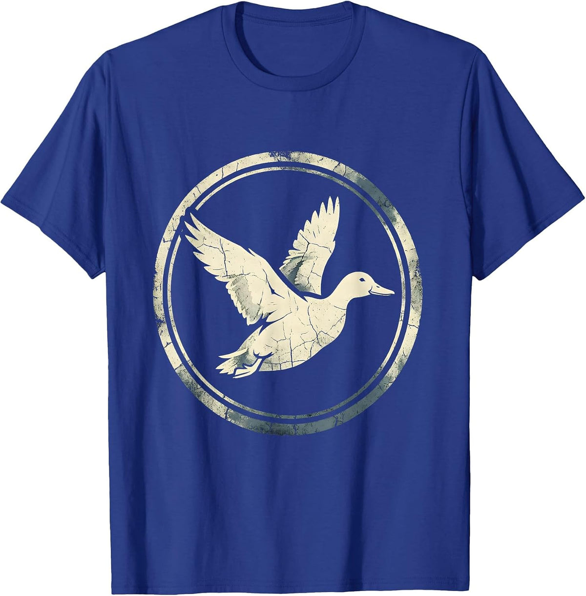 Duck Flying Over Marsh at Sunrise Camo Design T-Shirt - Royal Blue