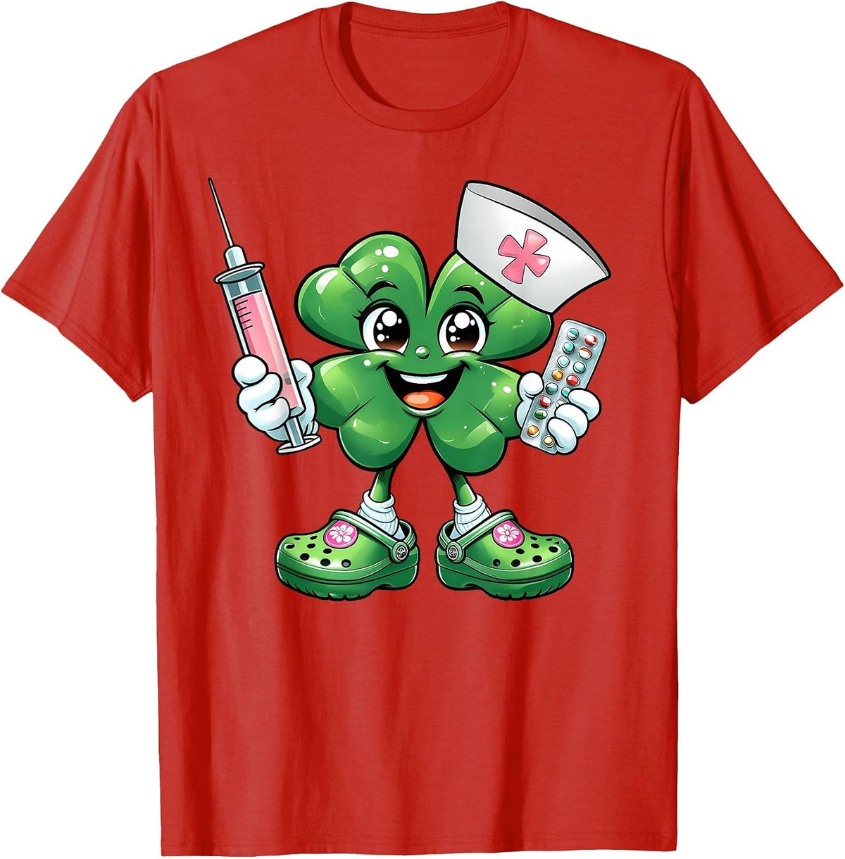 Saint Pattys Scrub St Patricks Day Nurse Shamrock Women T-Shirt - Red