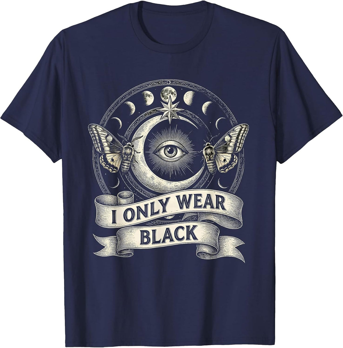 I Only Wear Black Goth Dark Aesthetic Design T-Shirt - Navy Blue