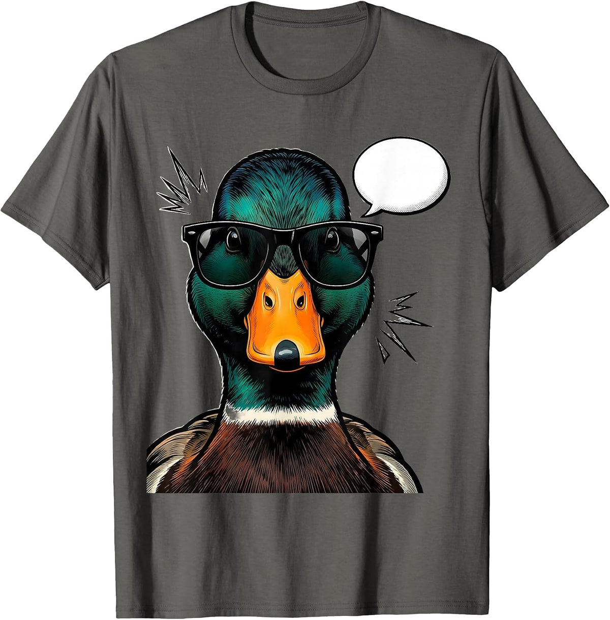 Duck Sunglasses Comic Book Novelty Gift T-Shirt - Asphalt Grey