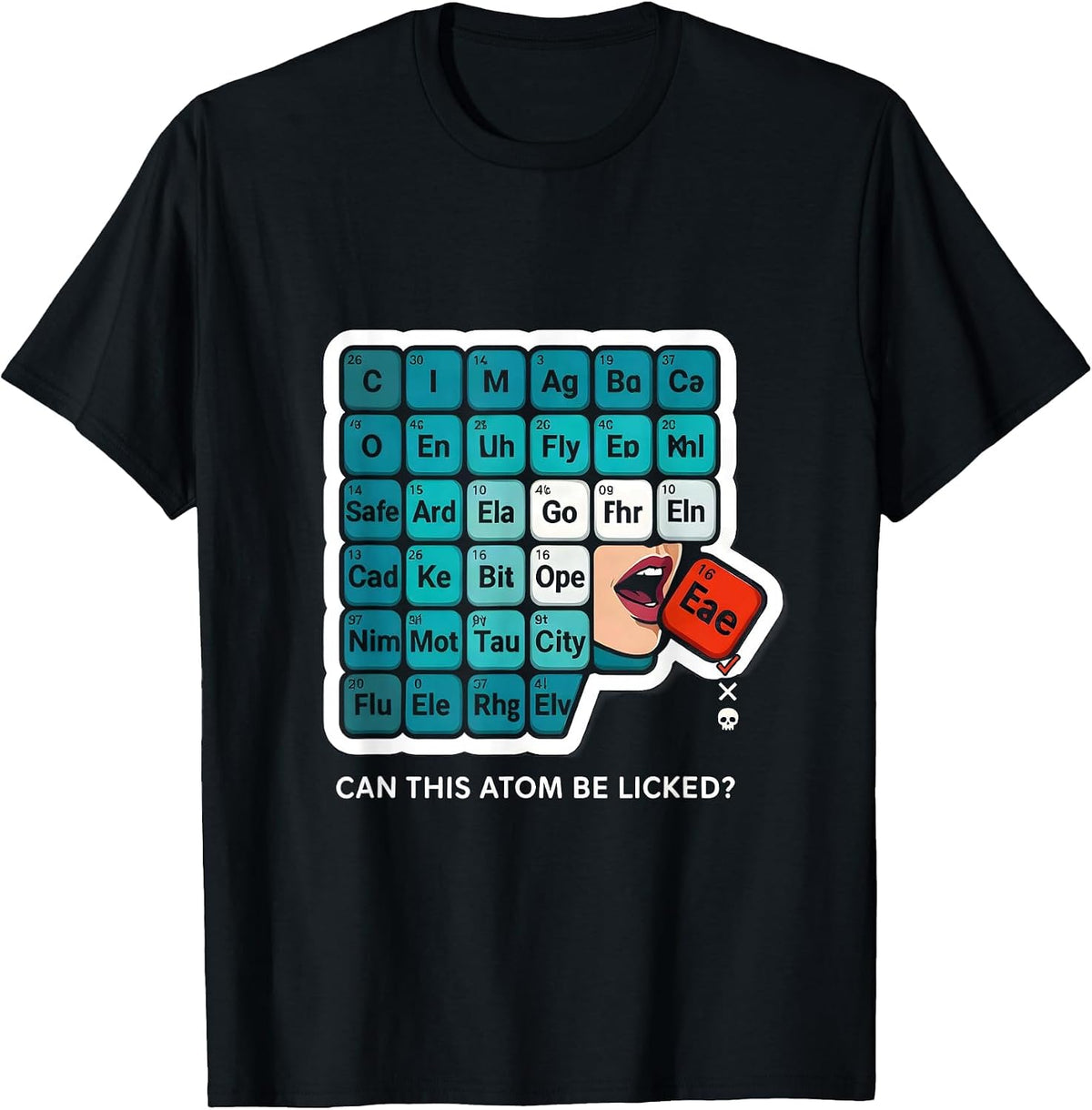 Men's Can This Atom Be Licked Funny Periodic Table Science Teacher T-Shirt - Black