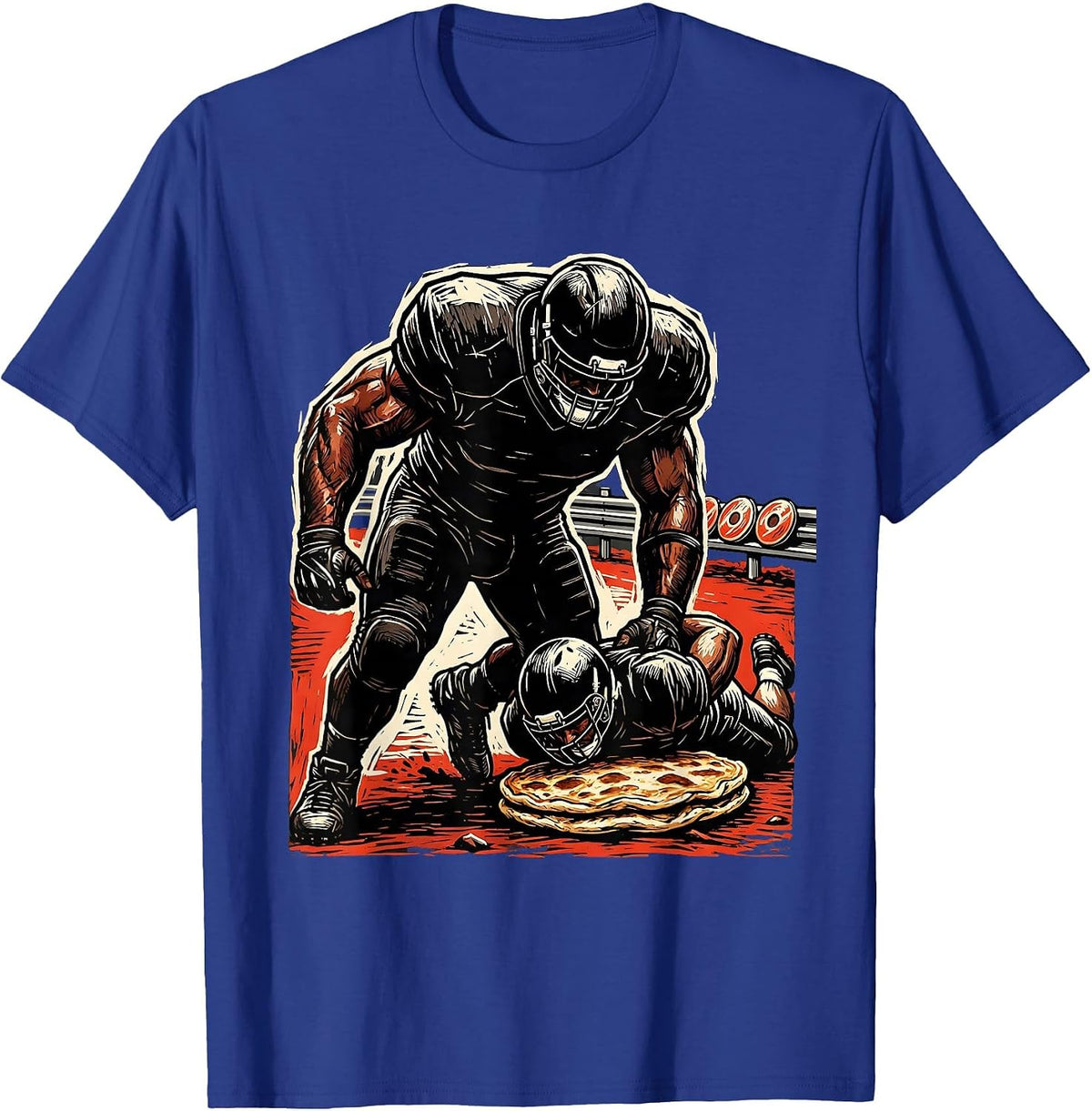 Offensive Lineman Pancake Drive Funny Football Player T-Shirt - Royal Blue