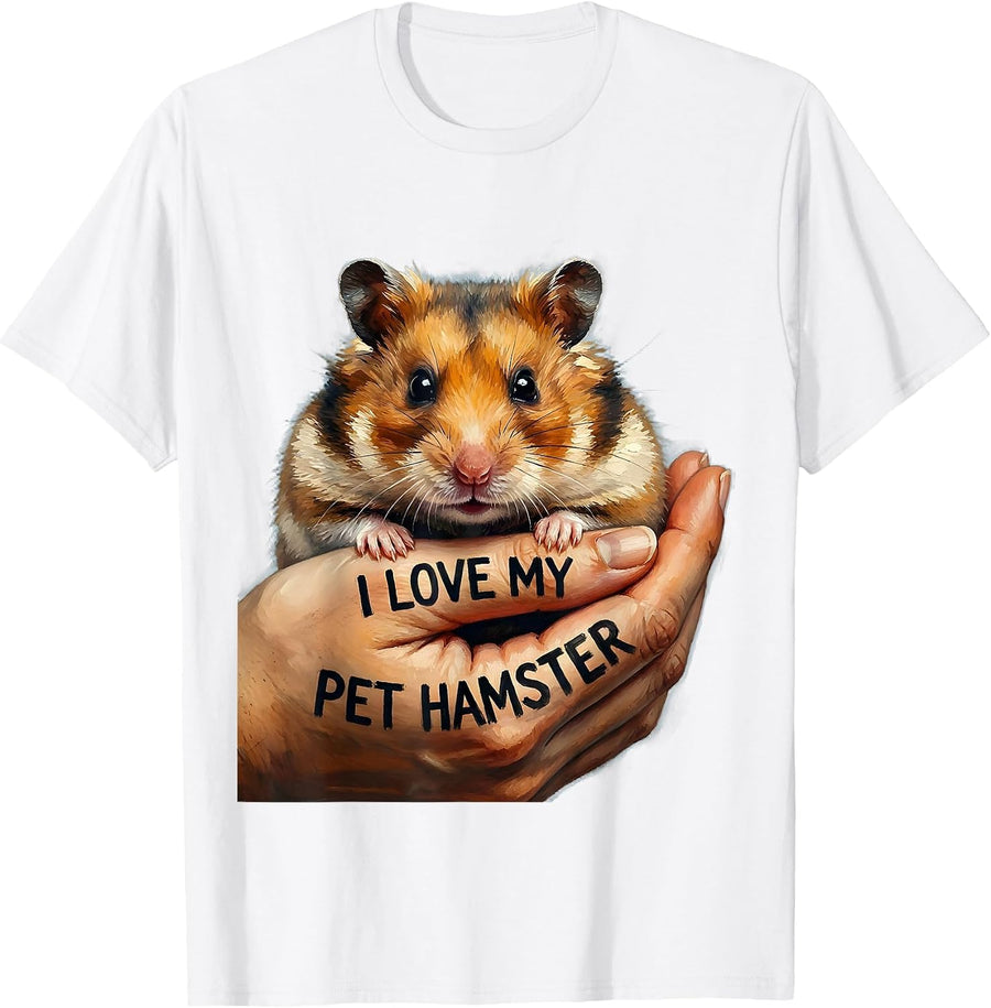 I Love My Pet Hamster Cute Hamster Lover Gift for Kids T-Shirt - White