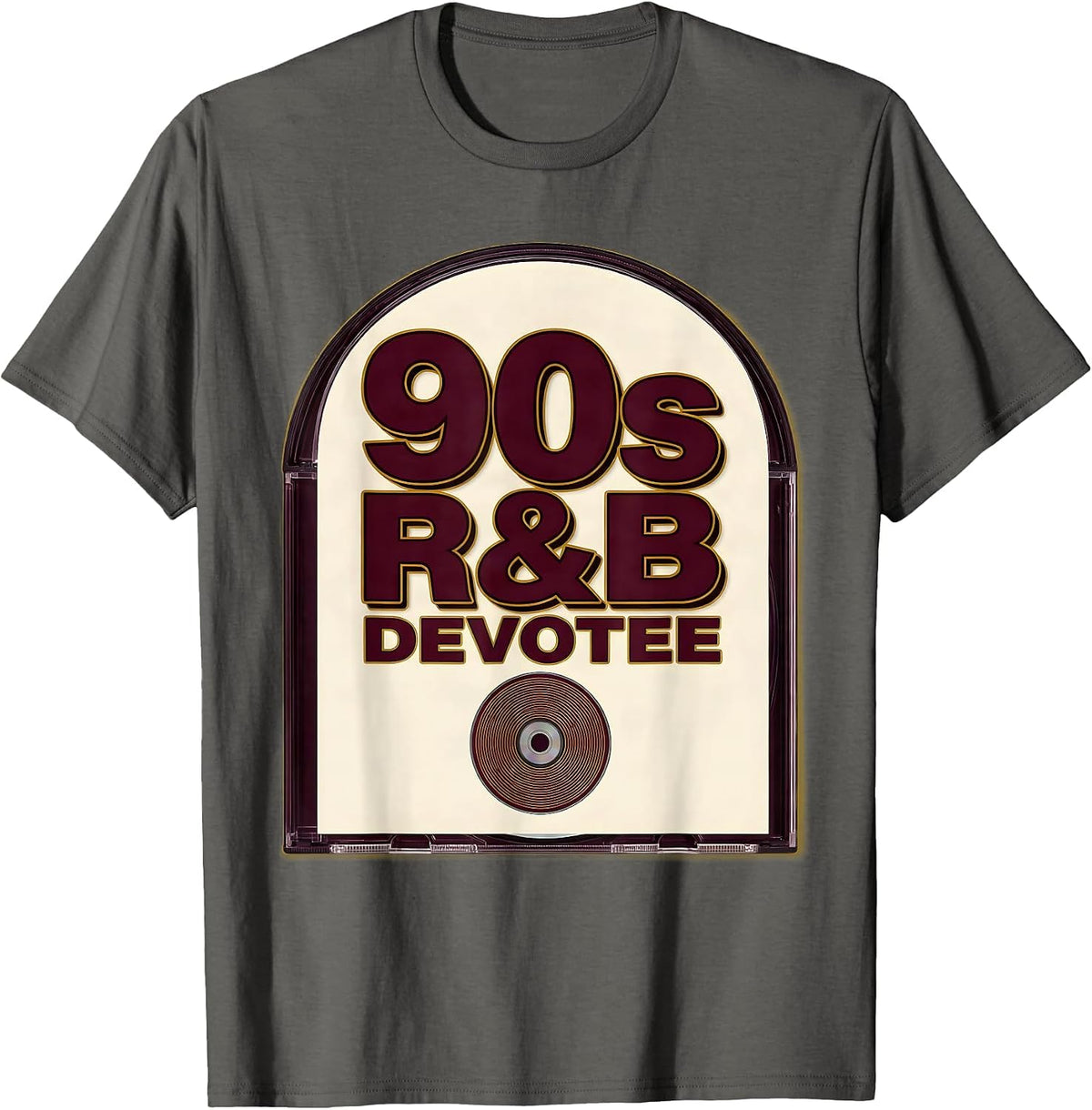 Men's 90s R&B Devotee Retro Music Fan Nostalgia Casual T-Shirt - Asphalt Grey