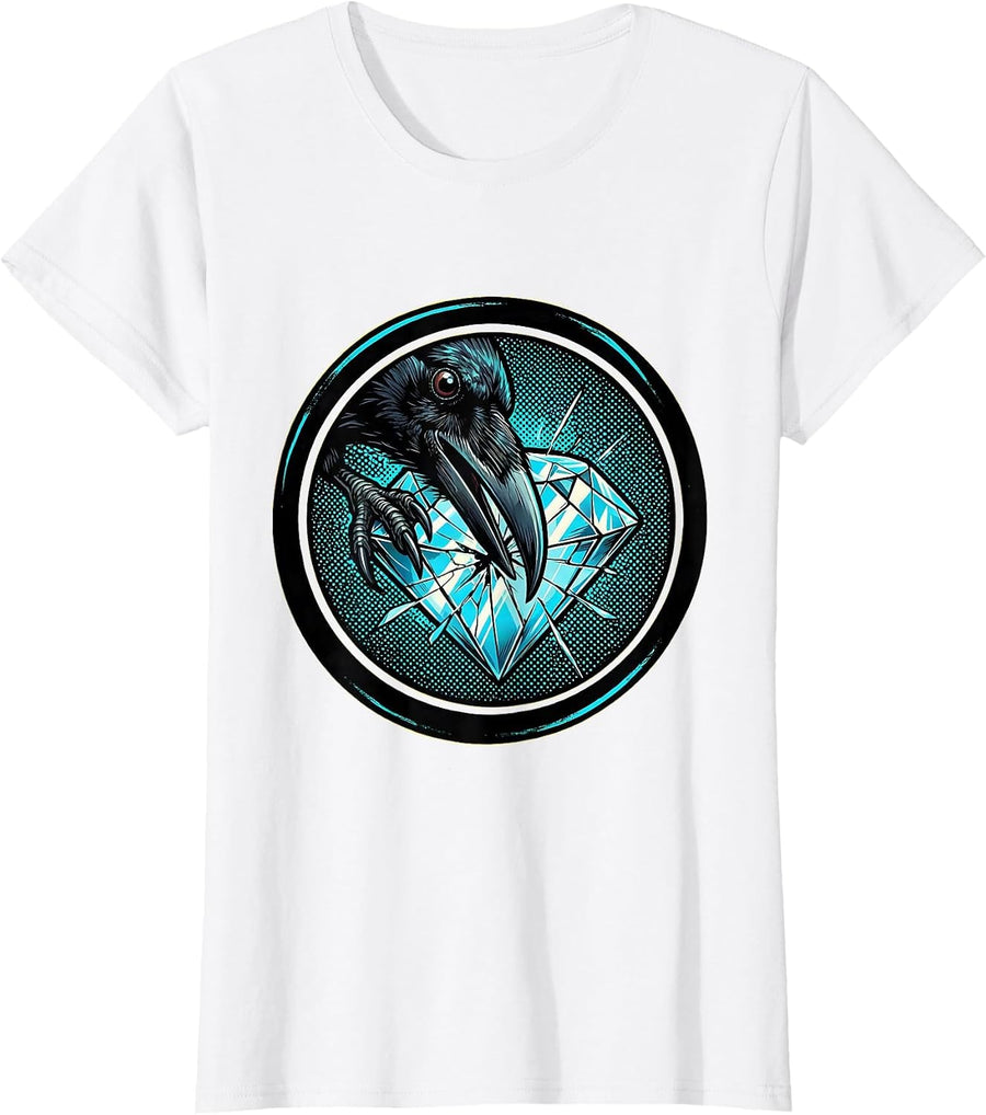Women's Crow Talon Shattered Mirror Graphic Design T-Shirt - White
