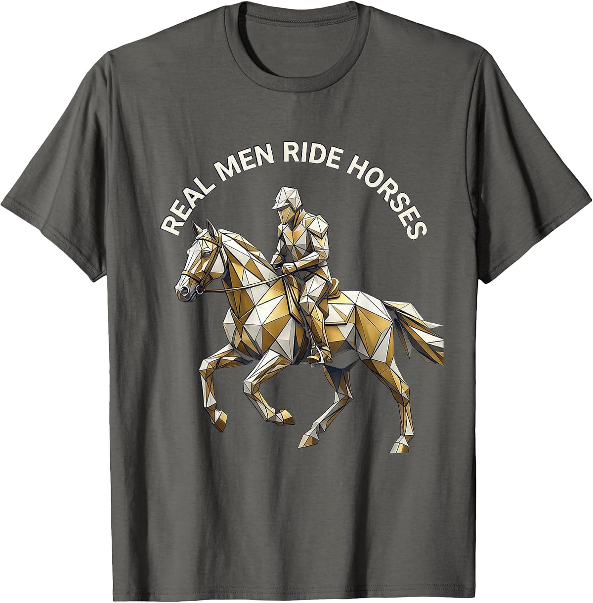 Men's Real Men Ride Horses Country Western Design T-Shirt - Asphalt Grey
