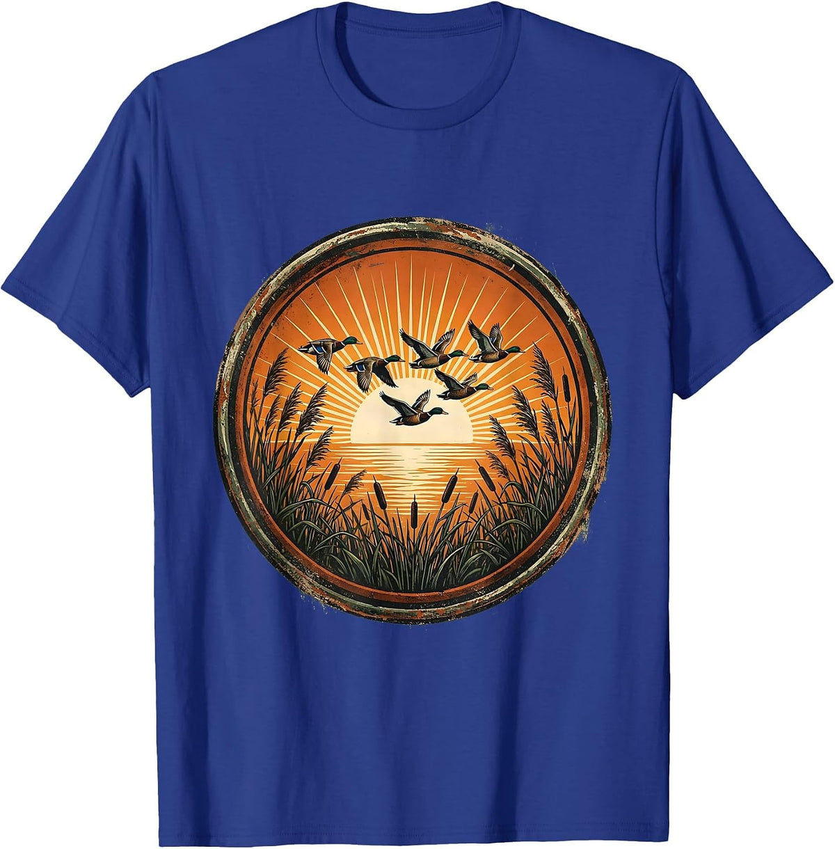 Duck Camo V-Formation Sunrise Flying Ducks T-Shirt - Royal Blue