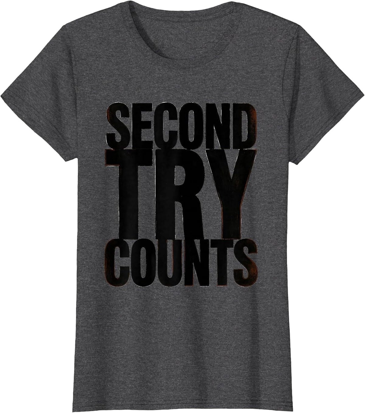 Women's Second Try Counts Growth Mindset Teacher Motivational T-Shirt - Dark Heather Grey