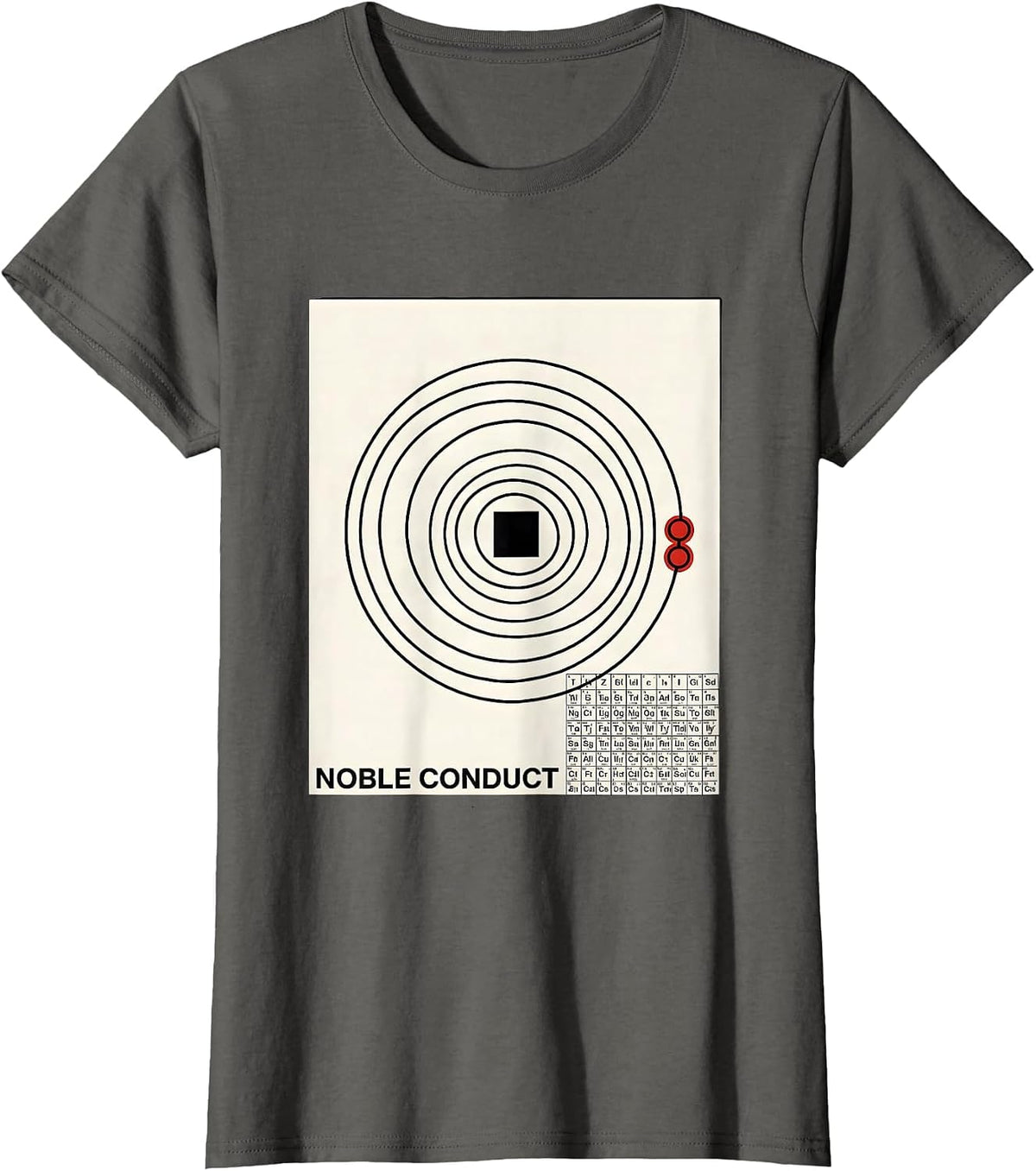 Women's Noble Conduct Swiss International Chemistry Humor Science T-Shirt - Asphalt Grey