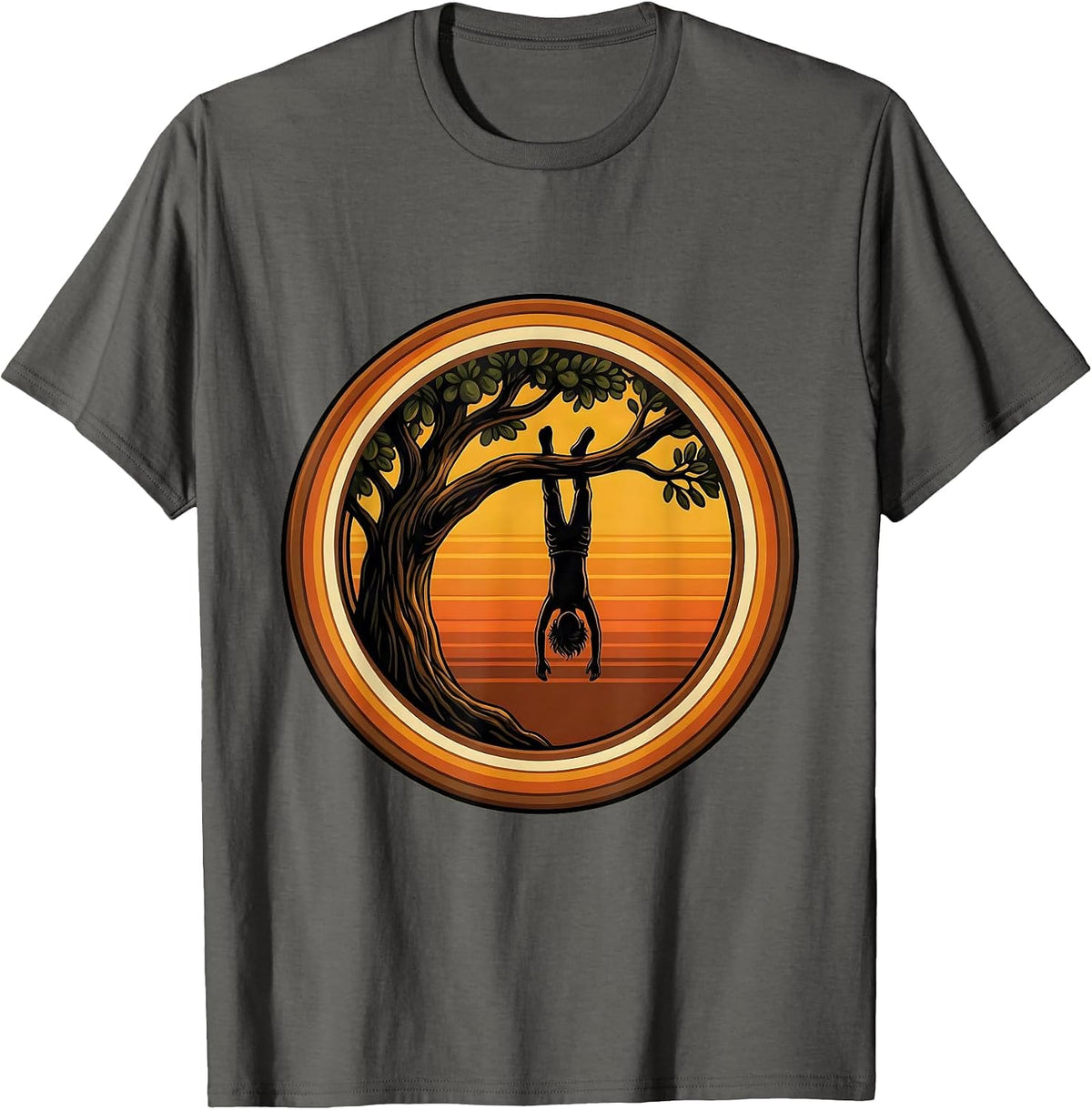 Men's Boy Mom Upside Down Tree Climbing Adventure T-Shirt - Asphalt Grey