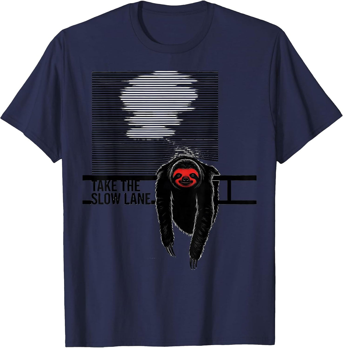 Men's Take The Slow Lane Funny Sloth Lover Humor Novelty Gift T-Shirt - Navy Blue