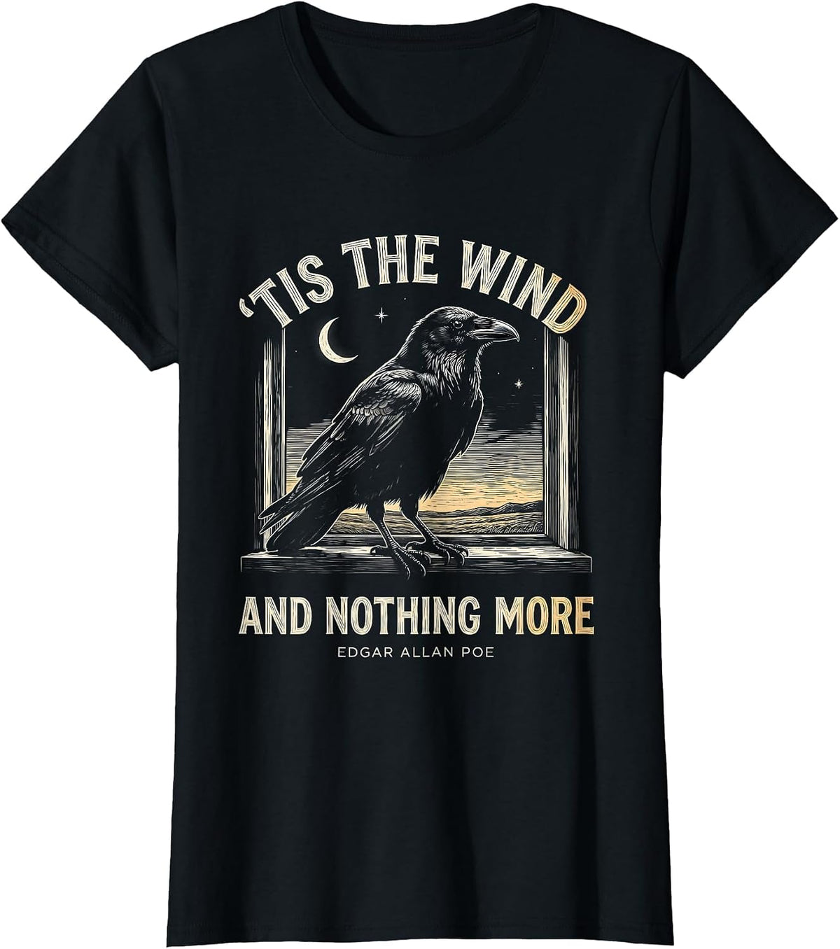 Women's 'Tis The Wind And Nothing More — Edgar Allan Poe Gothic T-Shirt - Black