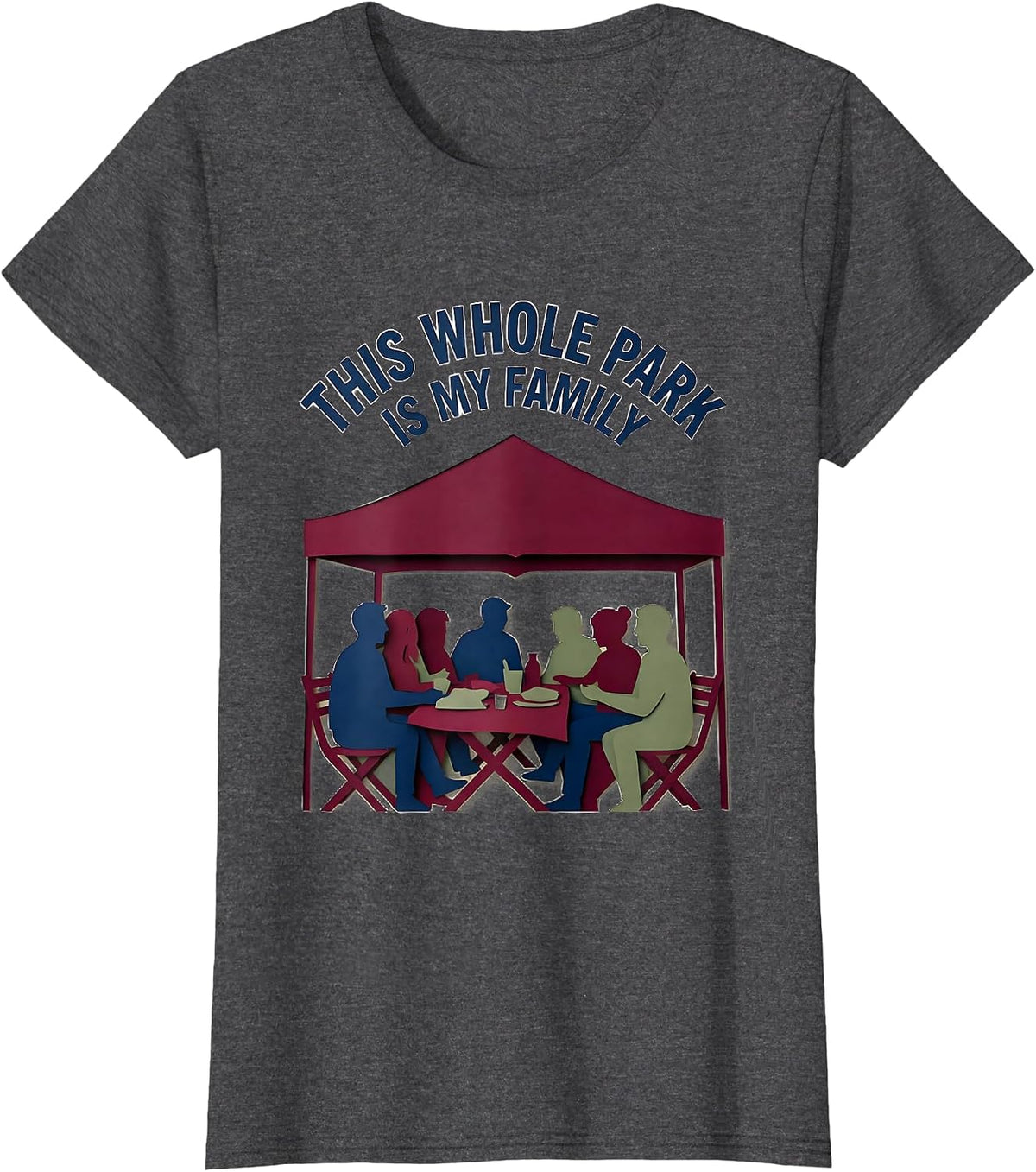 Women's This Whole Park Is My Family Paper-Cutout Family Reunion T-Shirt - Dark Heather Grey