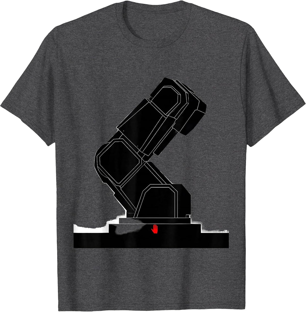Geometric Robotic Arm Tech Humor Engineer Gift T-Shirt - Dark Heather Grey