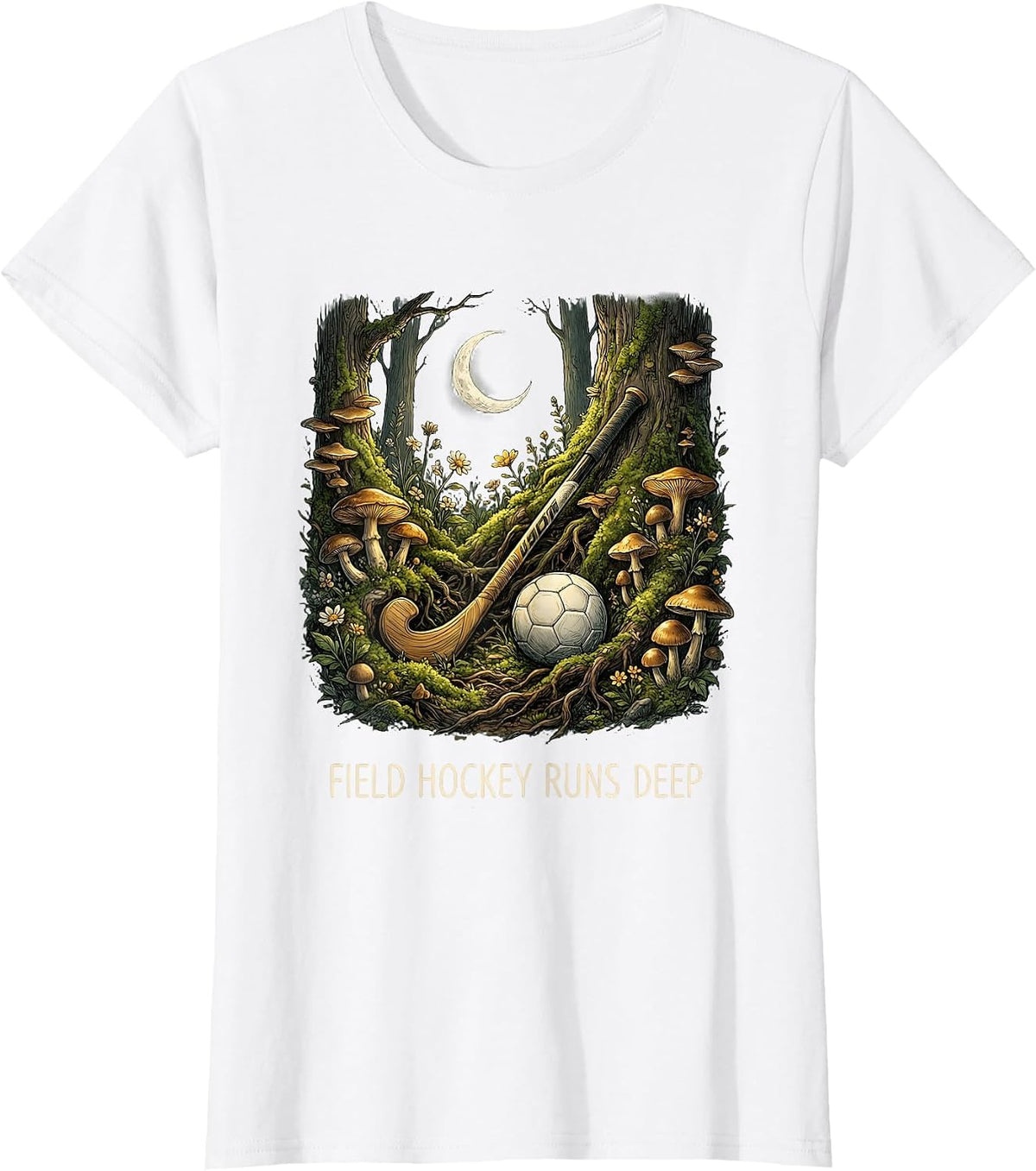 Field Hockey Runs Deep Passionate Player Design T-Shirt - White