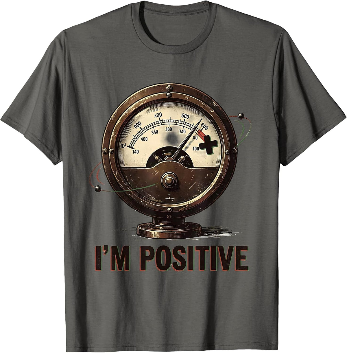 I'm Positive Vintage Galvanometer Science Teacher Gift T-Shirt - Asphalt Grey