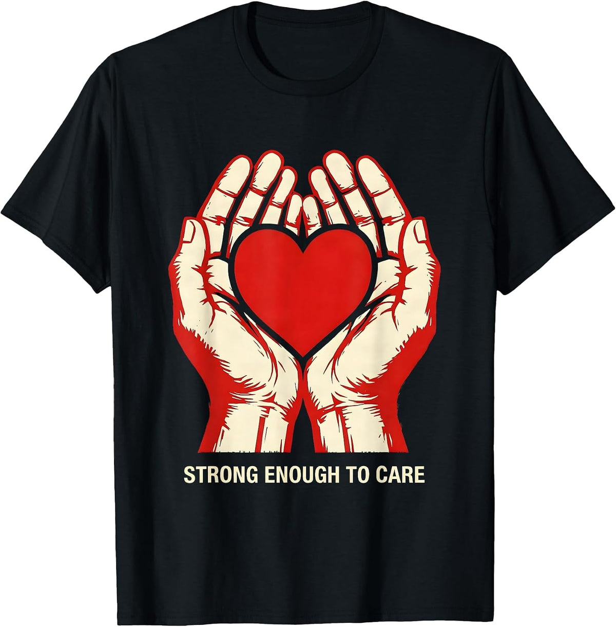 Men's Strong Enough To Care Social Worker Design T-Shirt - Black