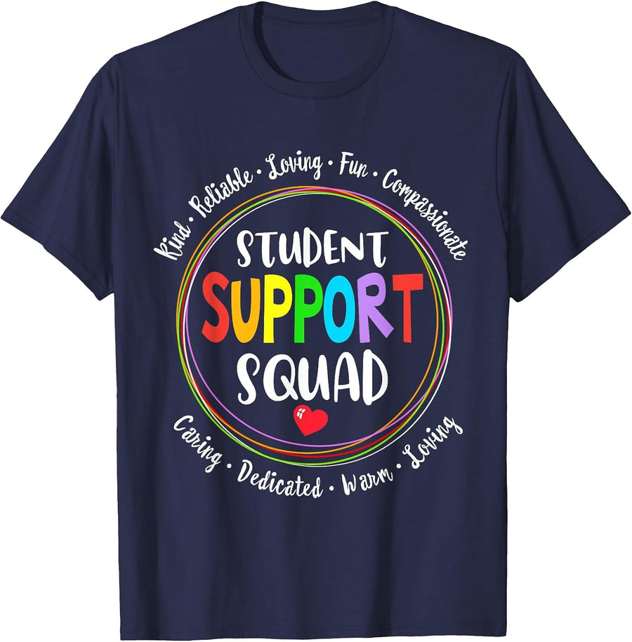 Student Support Squad School Counselor Student Services T-Shirt - Navy Blue