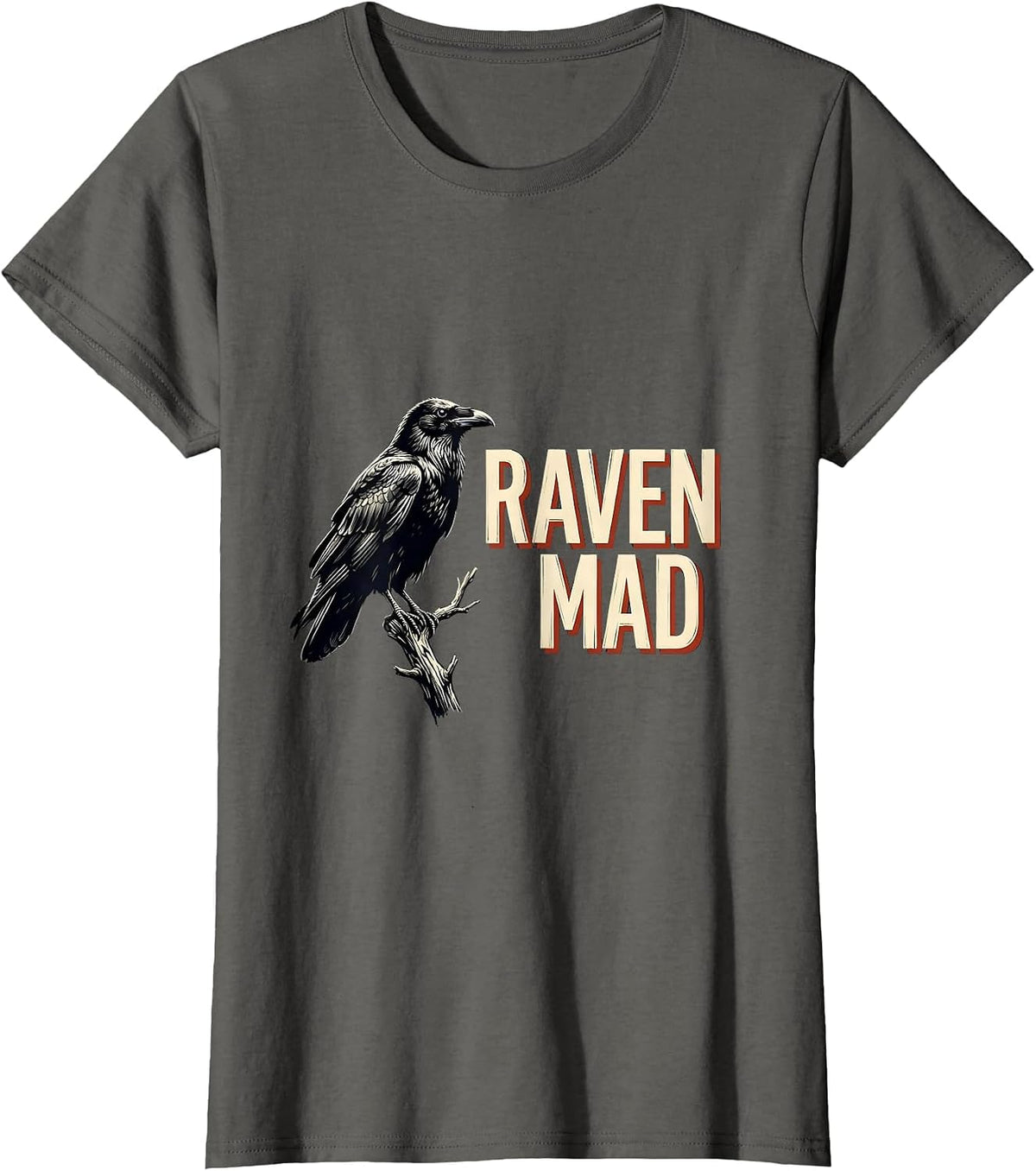 Women's Raven Mad Gothic Edgar Allan Poe Literary Quote Humor T-Shirt - Asphalt Grey