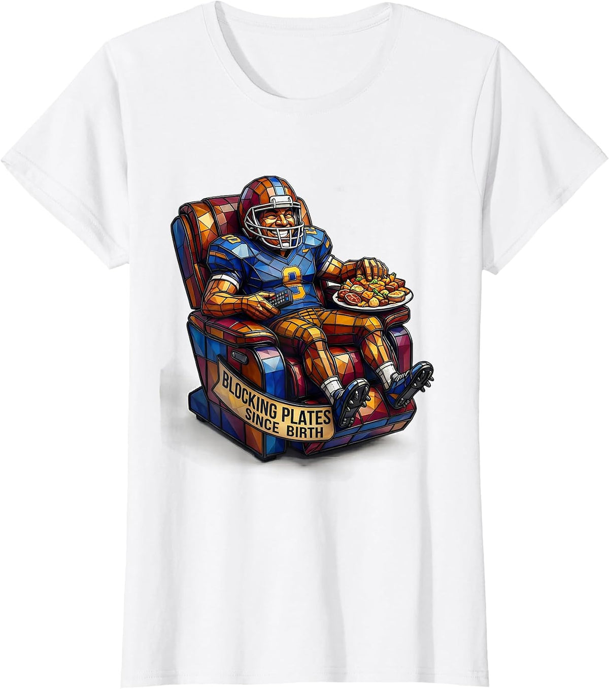 Women's Offensive Lineman at the Buffet Football Design T-Shirt - White