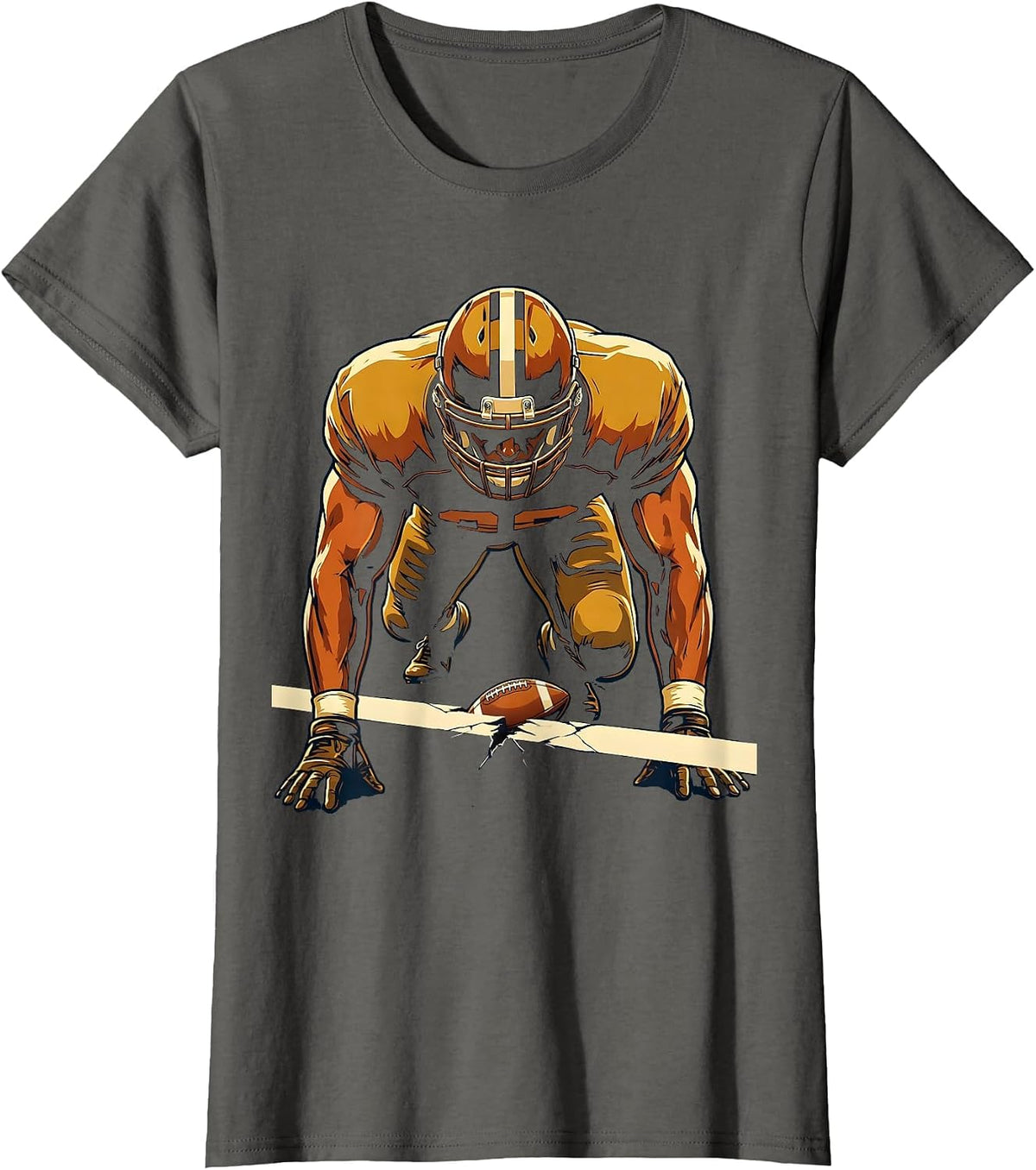 Women's Lineman Brick Wall Football Player Humor T-Shirt - Asphalt Grey