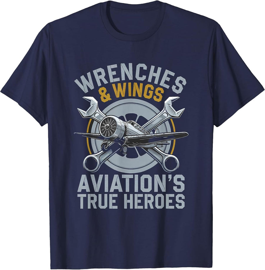 Aircraft Technician Airplane Maintenance Airframe Mechanic T-Shirt - Navy Blue