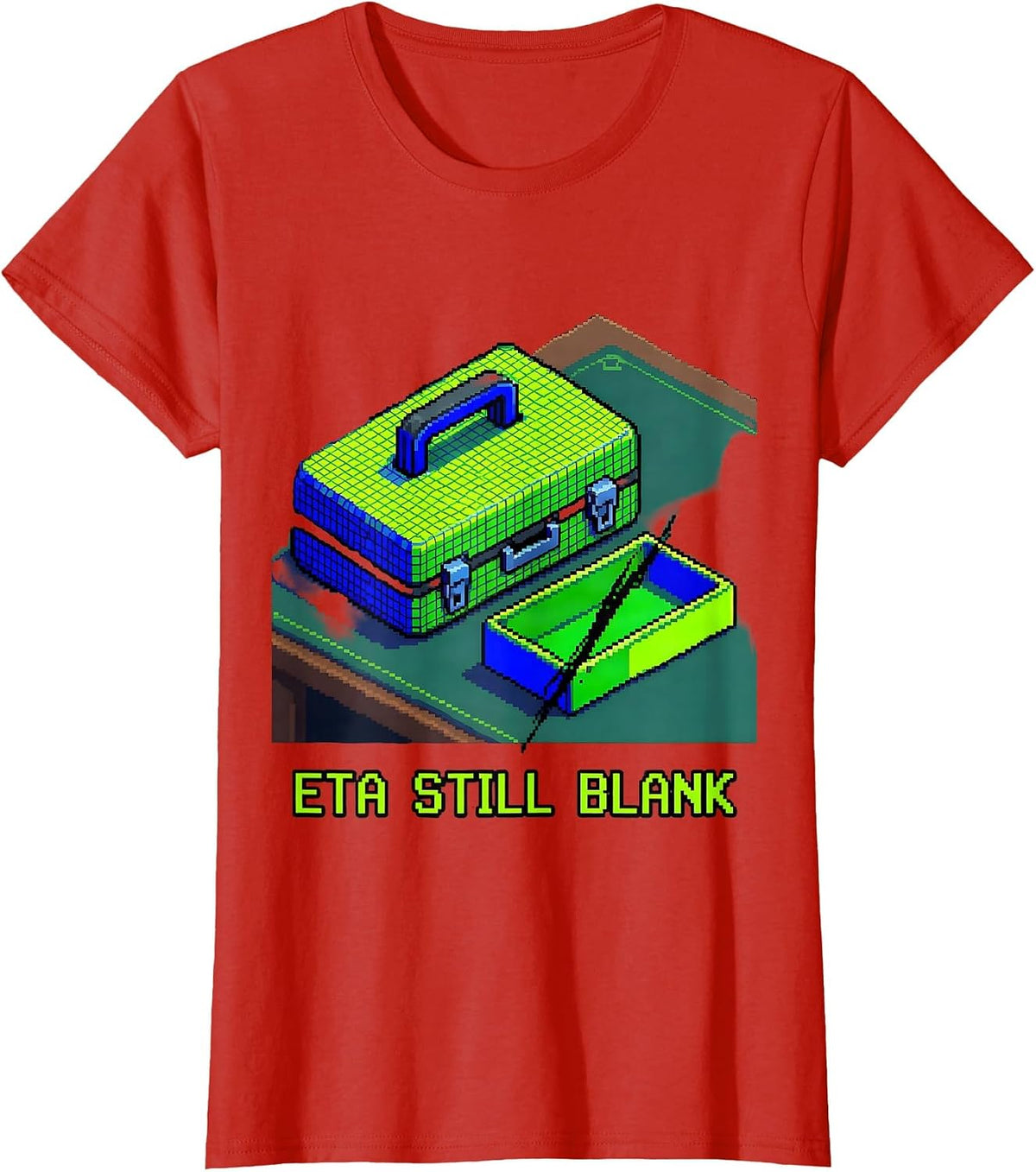 ETA Still Blank Pixel Art Auto Mechanic Waiting on Parts T-Shirt - Red