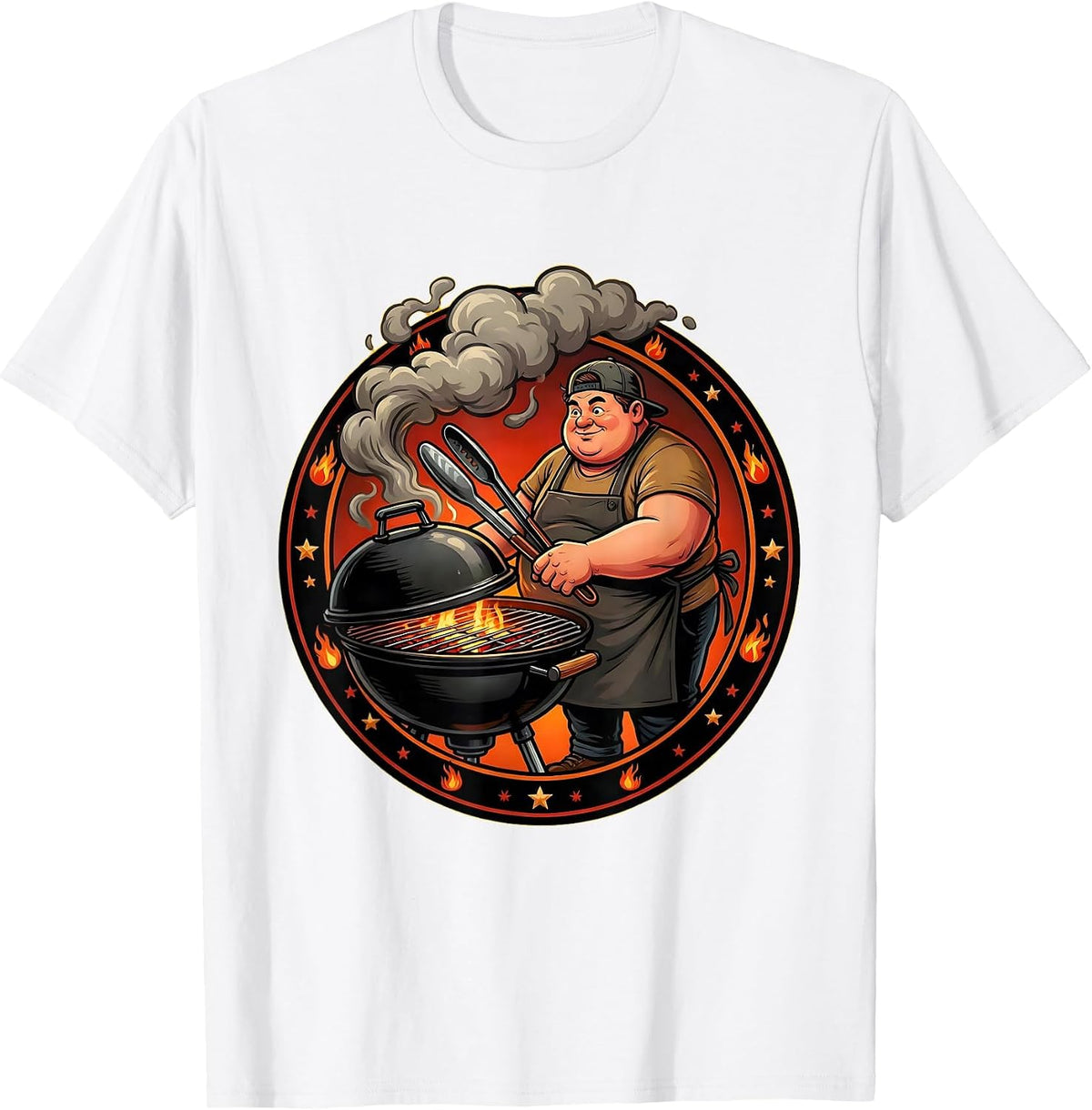 Men's Uncle Potbelly BBQ Grill Backyard Barbecue Design T-Shirt - White