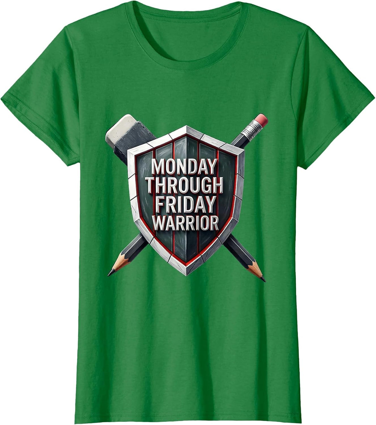 Monday Through Friday Warrior Bold Graphic Design T-Shirt - Kelly Green