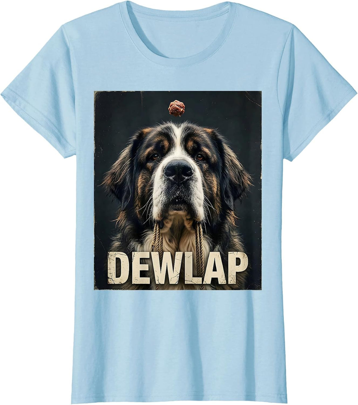 Women's DEWLAP Distressed Funny Great Pyrenees Dog Mom Dog Dad Jowls T-Shirt - Baby Blue