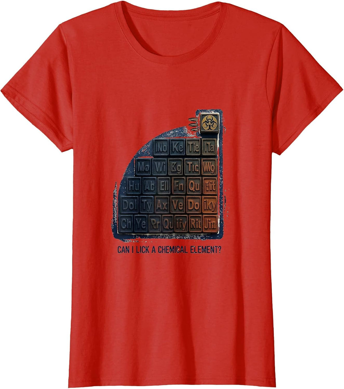 Can I Lick A Chemical Element Funny Periodic Table Science T-Shirt - Red