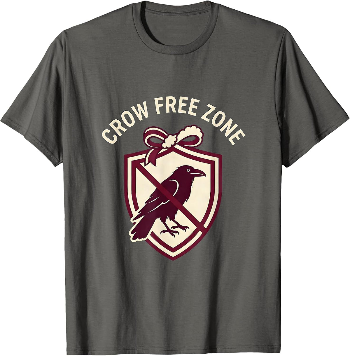 Crow Free Zone Funny Anti-Crow Design T-Shirt - Asphalt Grey