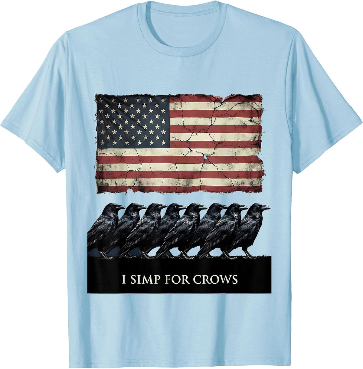 Men's I Simp For Crows Funny Bird Lover Design T-Shirt - Baby Blue