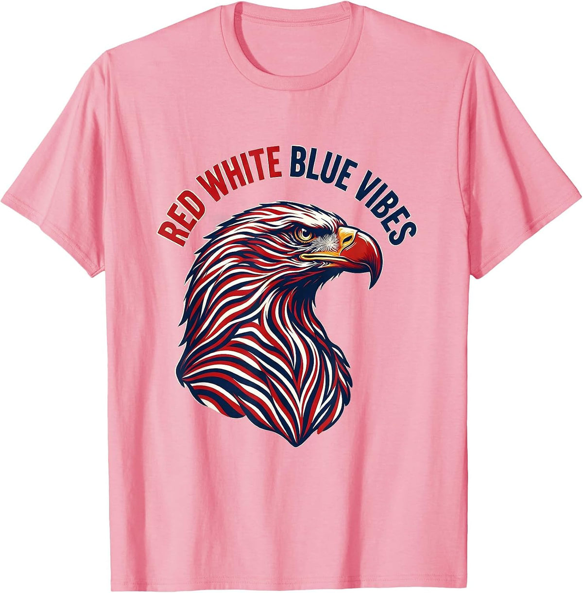 Men's Red White and Blue Vibes Patriotic Design T-Shirt - Pink