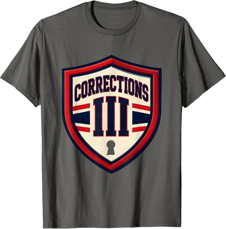 CORRECTIONS Sports Bold Corrections Officer Costume Humor T-Shirt - Asphalt Grey