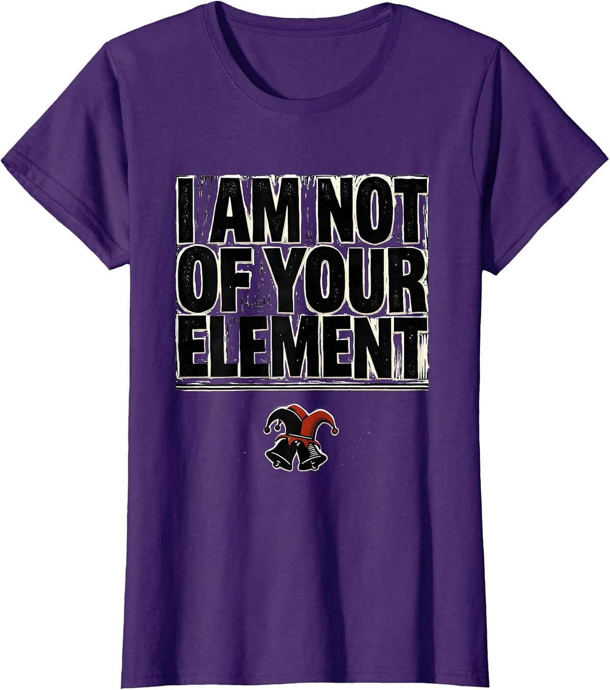 Women's I Am Not Of Your Element Linocut Shakespeare Theater Humor T-Shirt - Purple